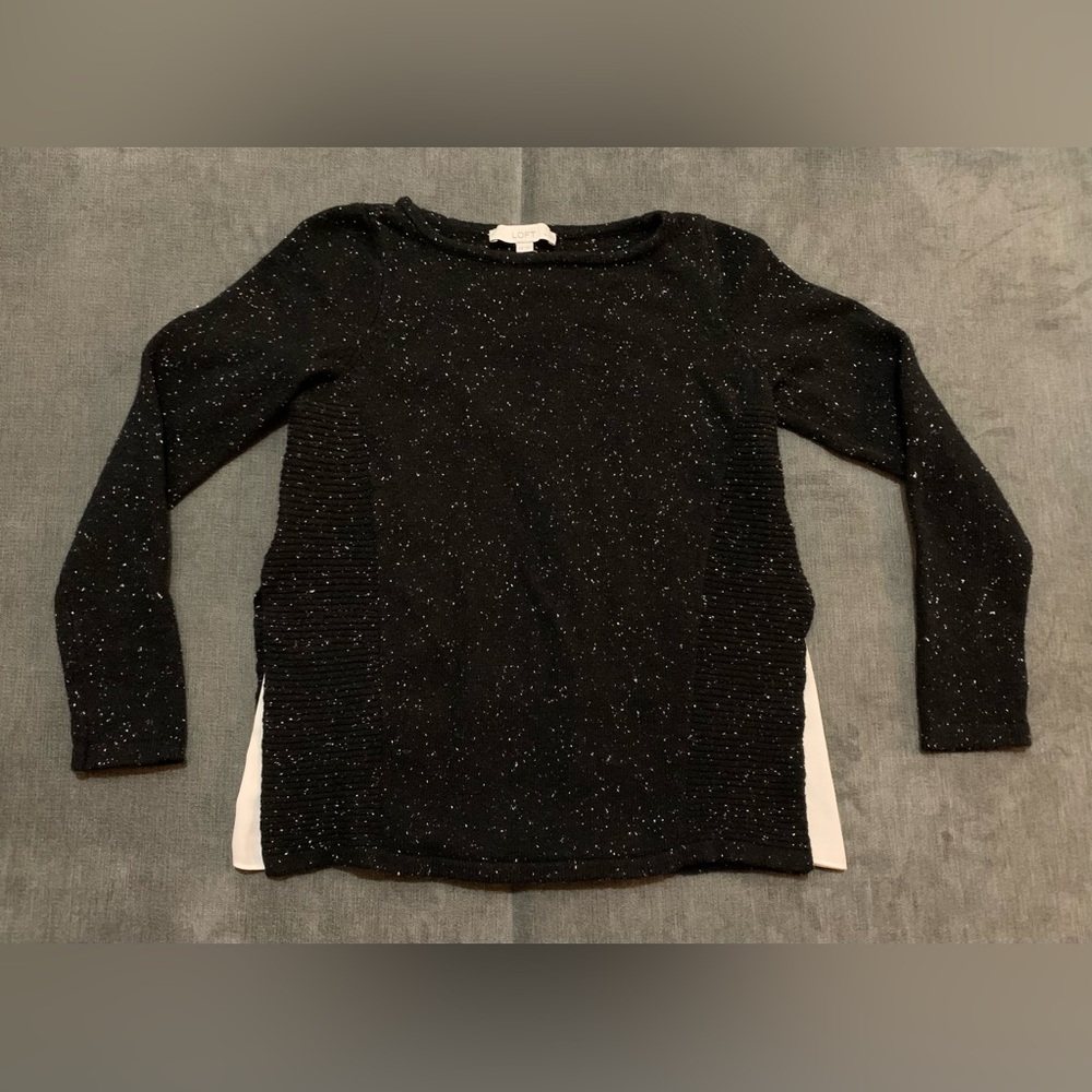 🌻Loft Womens XS Petite Black Speckled Sweater